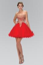 Elizabeth K - Lace Embellished Sweetheart Dress Gs1348