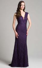 Lara Dresses - 33286 Beaded Lace V-neck Dress