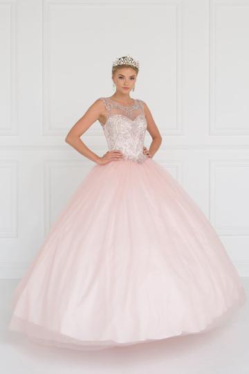 Elizabeth K - Gl1559 Embellished Illusion Jewel Ballgown