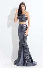 Rachel Allan - 6141 Two Piece Sequined Mermaid Dress