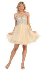 May Queen - Mq-1133 Jeweled Sheer Scoop A-line Dress