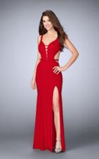 La Femme - Sleeveless Plunging Neckline Cutout Open Back Prom Dress 23631