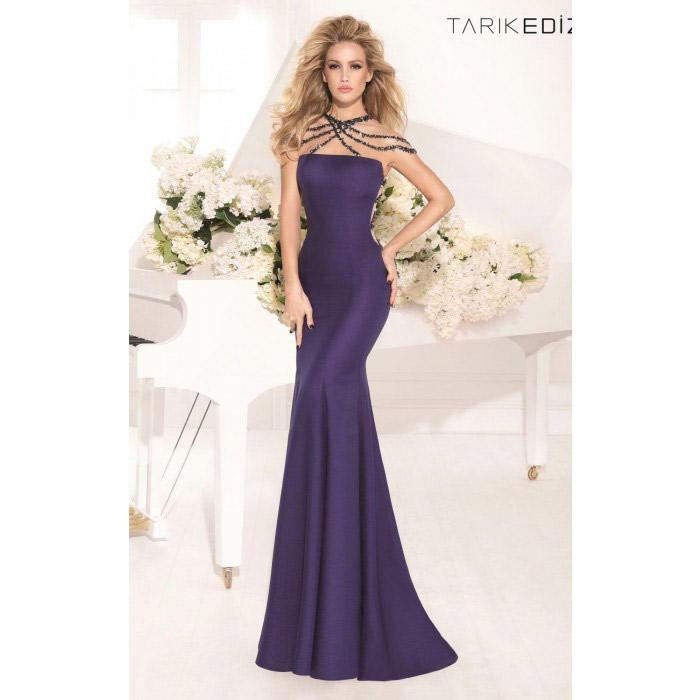 Tarik Ediz - Embellished Straight Across Neck 92413
