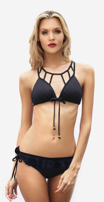 2017 Amarelo Swimwear - Swt608 Dark Damask Black Top