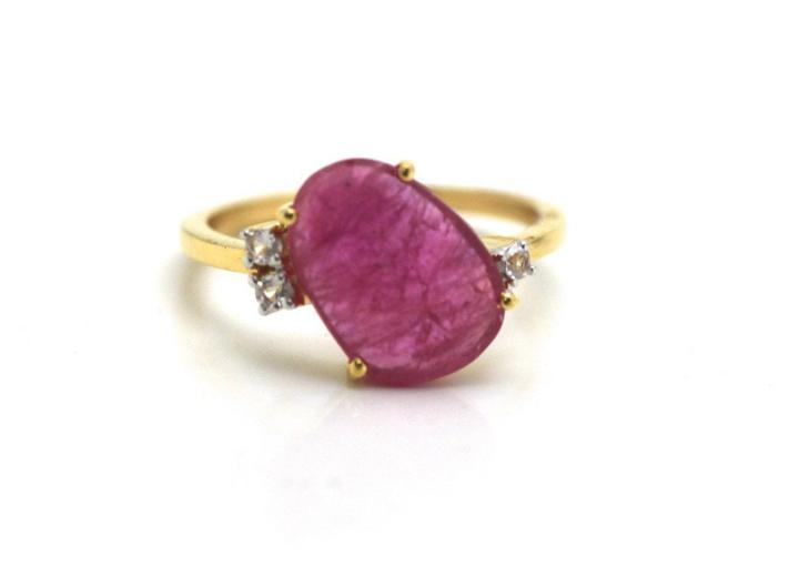 Tresor Collection - Pink Tourmalin And White Topaz Ring In 18k Yellow Gold