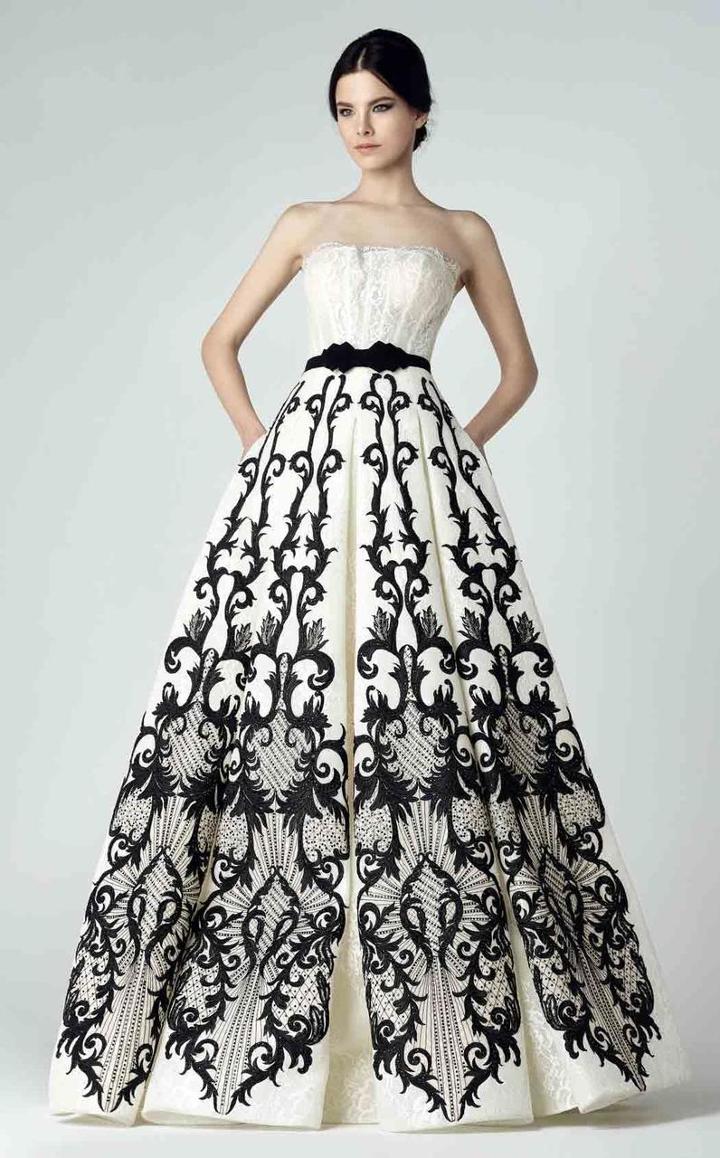 Saiid Kobeisy - Strapless Printed Long Gown 2905