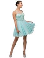 Dancing Queen - Amiable Illusion Sweetheart Embellished Bodice Short Dress 9544