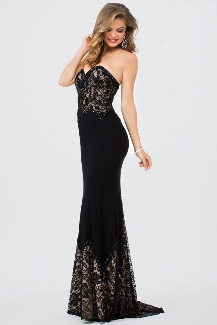 Jovani - Jvn36762 Strapless Beaded Lace Bodice Jersey Gown