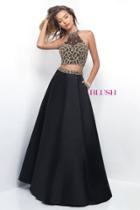 Blush - Halter Satin A-line Dress 11352