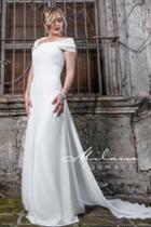 Milano Formals - Aa222 Off-shoulder Chiffon A-line Wedding Gown