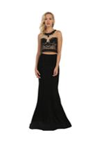May Queen - Mesh Beaded Sleeveless Two-piece Sheath Gown