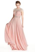 Aspeed - L1821 Embellished Ruched Illusion Jewel Prom Dress