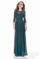 Terani Evening - Three Quarter Sleeves Shimmering Long Gown 1623m1860