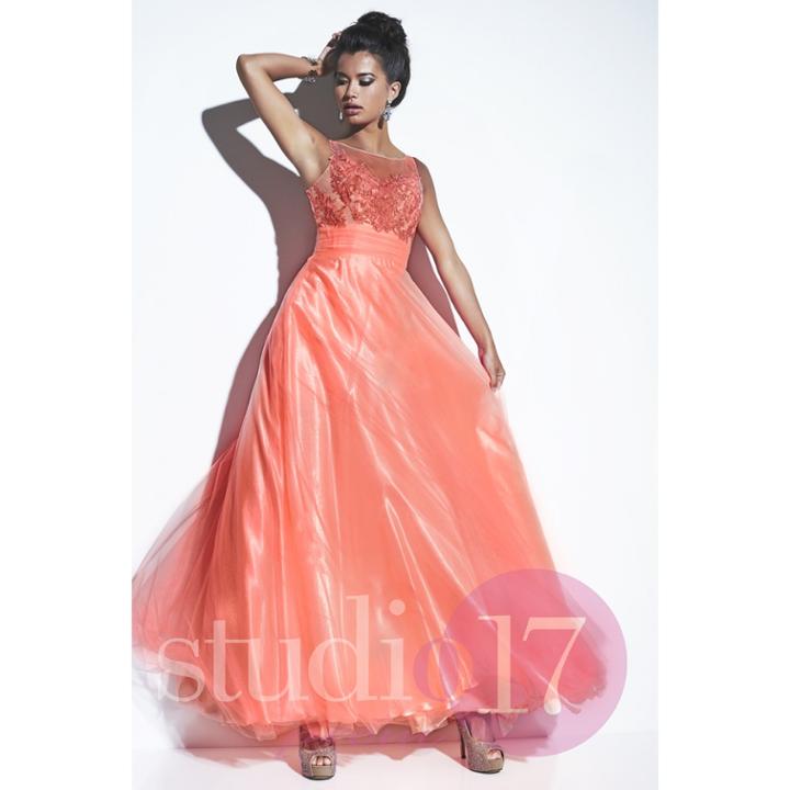 Studio 17 - Sleeveless Empire Lace And Chiffon Long Gown 12496