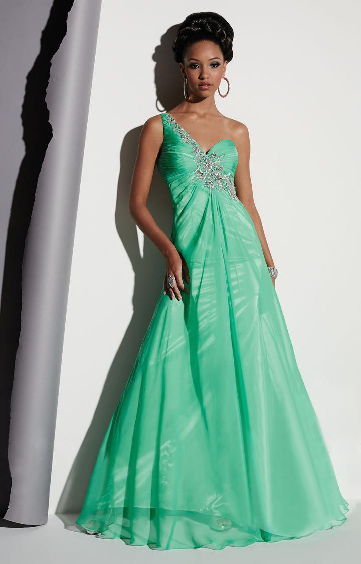 Studio 17 - 12463 One Shoulder Beaded Chiffon Gown