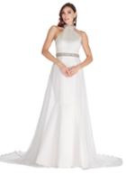 Ashley Lauren - 1278 Halter Evening Dress With Overskirt