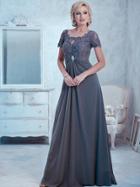 Christina Wu Elegance - 17769 Short Sleeve Jeweled Lace Draped Gown