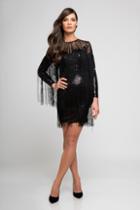 Terani Couture - 1722c4053 Long Sleeve Sequined Cocktail Dress