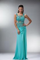 Cinderella Divine - Beaded Lace Illusion Bateau Sheath Dress