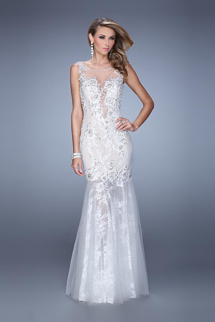 Gigi - 21457 Lace Applique Sleeveless Trumpet Gown
