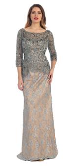 May Queen - Long Sleeve Beaded Lace Sheath Dress Rq7330