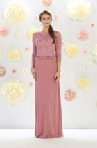 Exquisite Lacy Top Three Fourth Sleeve Long Gown