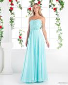 Cinderella Divine - Rosette Pleated Sweetheart Chiffon A-line Dress