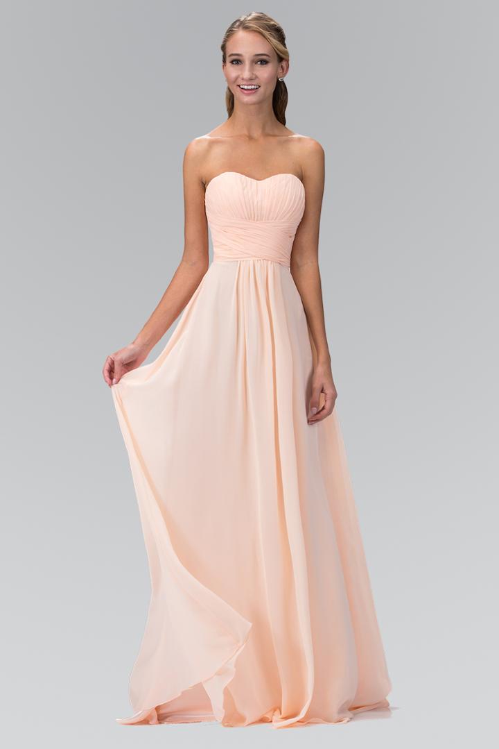 Elizabeth K - Strapless Pleated Sweetheart Chiffon Dress Gl2070