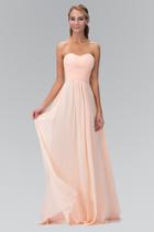 Elizabeth K - Strapless Pleated Sweetheart Chiffon Dress Gl2070
