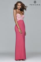 Faviana - Strapless Lace Appliqued Sweetheart Long Evening Gown S7715