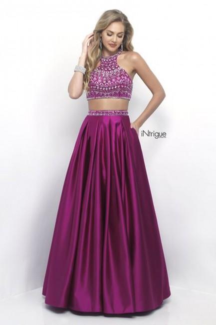Intrigue - Two-piece Embellished Crop Top A-line Evening Dress 294