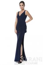 Terani Evening - Chic Gathered V-neck Fit And Flare Gown 1613e0374a