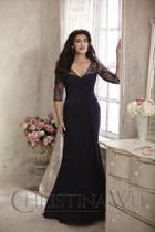 Christina Wu Elegance - 17802 Beaded Lace Illusion V-neck Sheath Dress