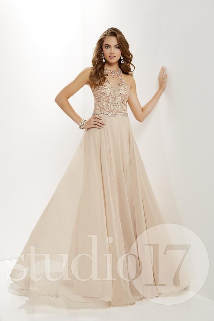 Studio 17 - 12664 Embellished Illusion Halter Chiffon Dress