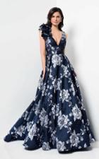 Terani Couture - Scoop Back Floral Print A-line Dress 1711m3388
