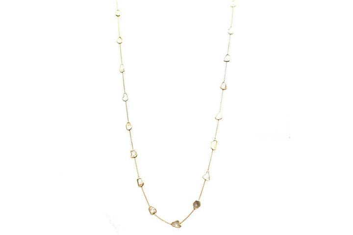 Tresor Collection - Organic White Diamonds Slice Necklace In 18k Yellow Gold