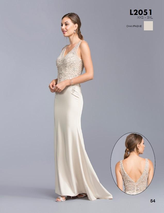 Aspeed - L2051 Applique V-neck Fitted Prom Dress