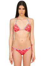 Caffe Swimwear - Printed Triangle Top/string Bottom In Red