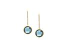 Tresor Collection - 18k Yellow Gold Earring With Blue Topaz Round