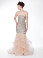 Colors Couture - J042 Embellished Straight Ruffled Mermaid Gown