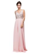 Superb Beaded V-neck Chiffon A-line Dress