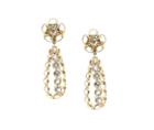 Tresor Collection - Rainbow Moonstone Cage Earring With Flower Top In 18k Yellow Gold