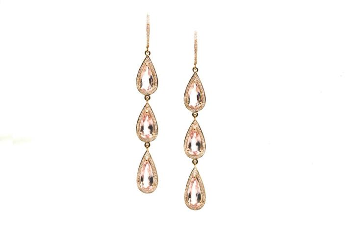 Tresor Collection - 18k Rose Gold Morganite And Diamond Tear Drop Earrings Default Title