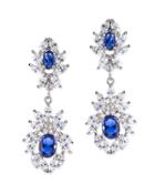 Cz By Kenneth Jay Lane - Sapphire Garland Clip Earring