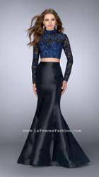 La Femme - Stunning High Neck Beaded Two-piece Mermaid Dress 23995