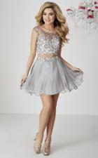 Tiffany Homecoming - Two-piece Beaded Lace Top A-line Short Dress 27093
