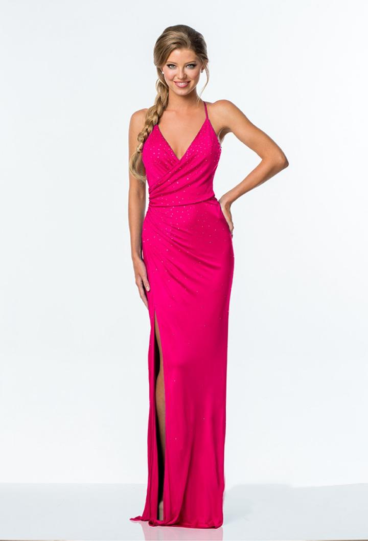 Terani Couture - 151p0055a Sparkling Plunging V Neck Long Dress