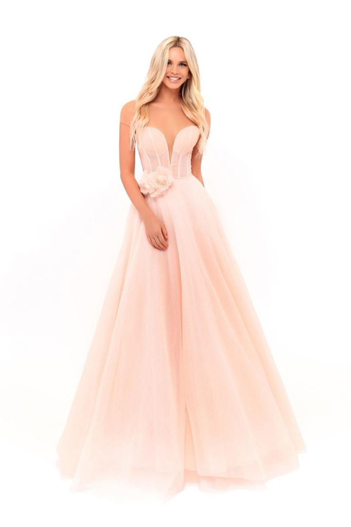 Tarik Ediz - 50267 Rosette Accented Sheer Organza Ballgown