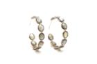 Tresor Collection - 18k Yellow Gold Medium Gemstone Hoop Earrings In Labradorite