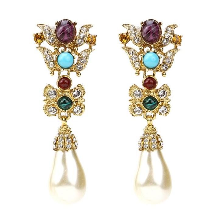Ben-amun - Byzantine Pearl Large Clip Earrings